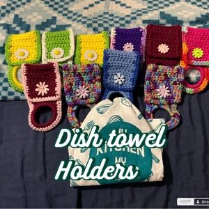 Colorful Crochet Dish Towel Holders